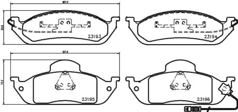 HELLA 8DB 355 008-661 Bremsbelagsatz, Scheibenbremsbelag für MB M-CLASS (W163)