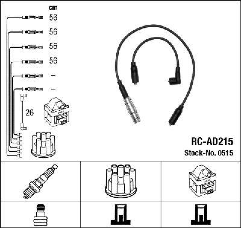 NGK 0515 Zündleitungssatz RC-AD215 |Zündkabel