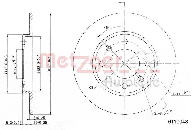 METZGER 6110048 Bremsscheibe Lack/Ks/Ms für CITROEN HA