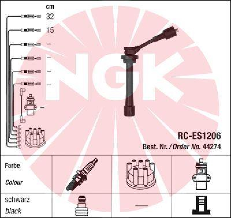 NGK 44274 Zündleitungssatz RC-ES1206 |Zündkabel