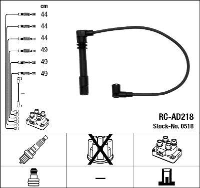 NGK 0518 Z&uuml;ndleitungssatz RC-AD218 |Z&uuml;ndkabel