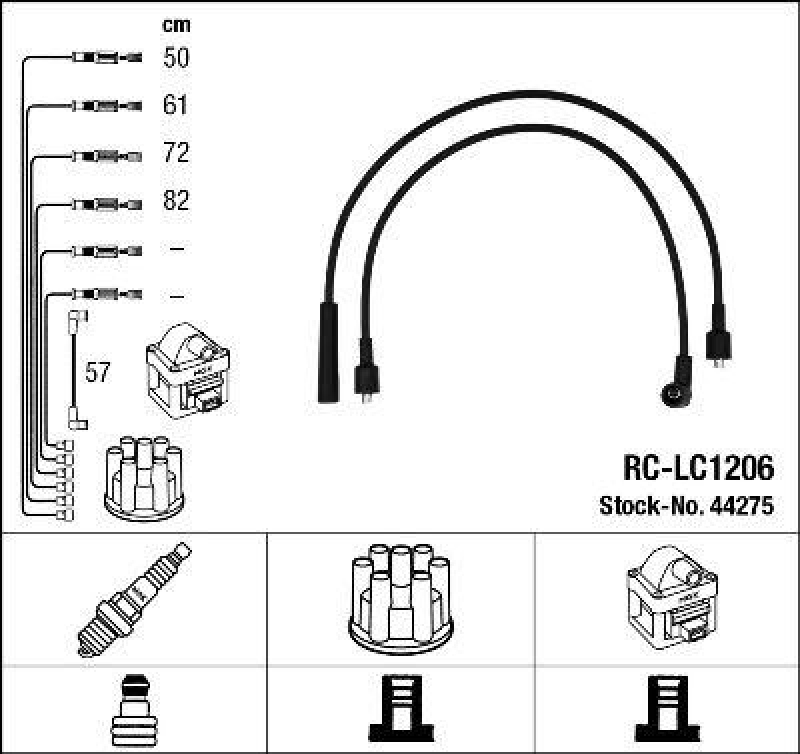 NGK 44275 Zündleitungssatz RC-LC1206 |Zündkabel