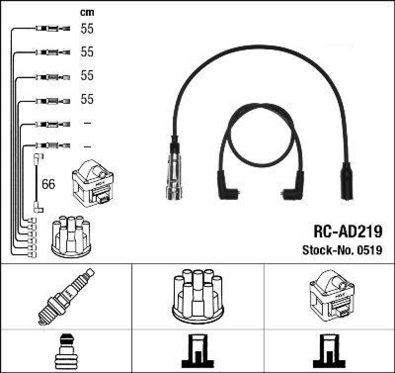 NGK 0519 Zündleitungssatz RC-AD219 |Zündkabel