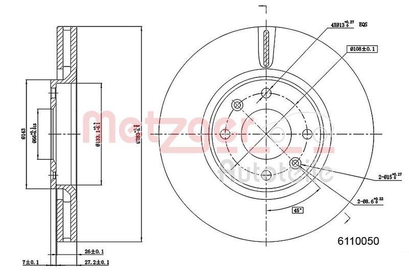 METZGER 6110050 Bremsscheibe Lack/Ks/Ms für CITROEN/PEUGEOT VA