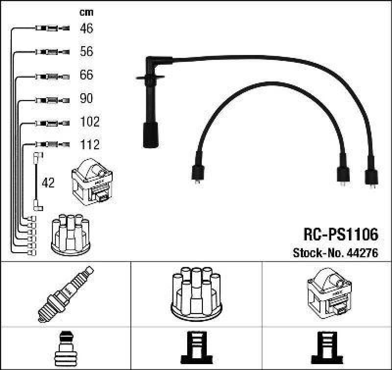 NGK 44276 Zündleitungssatz RC-PS1106 |Zündkabel