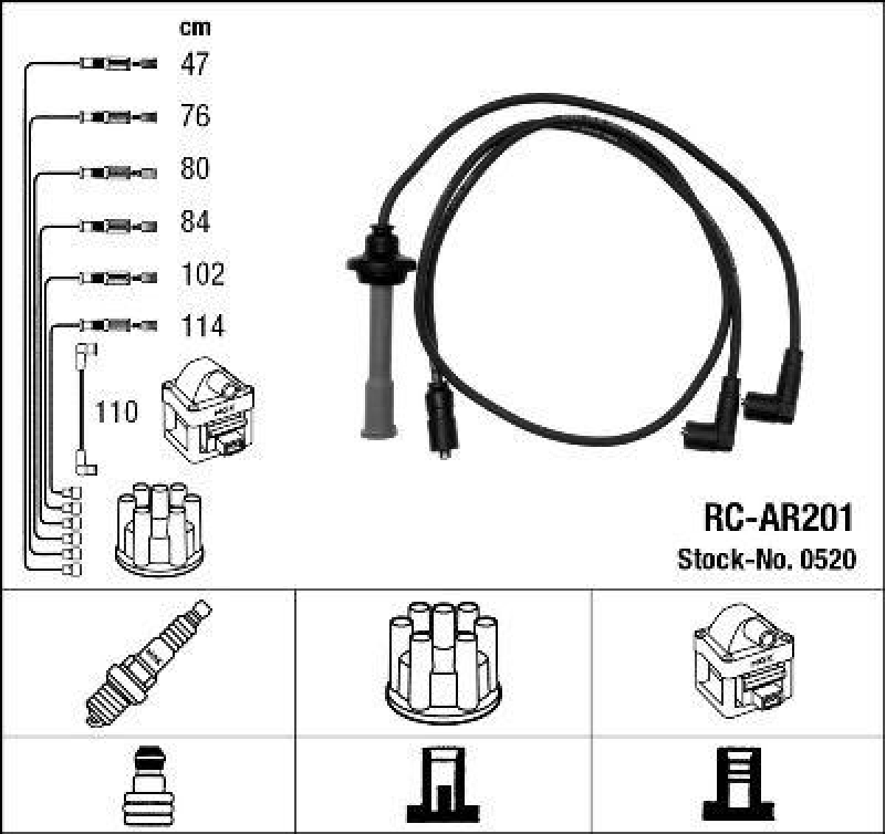 NGK 0520 Zündleitungssatz RC-AR201 |Zündkabel