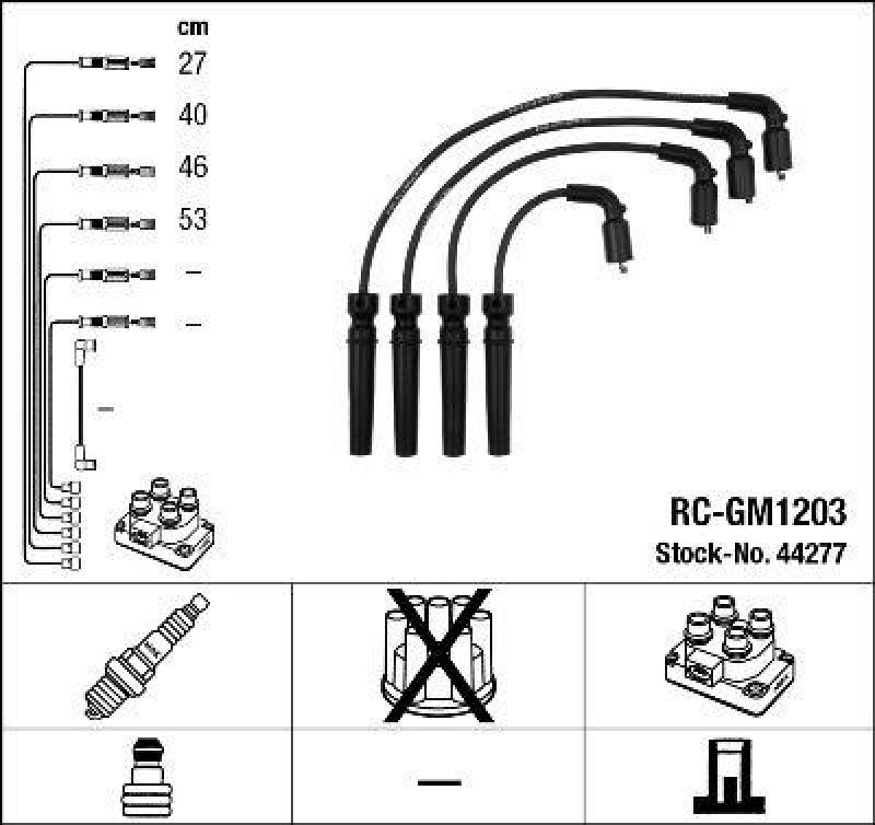 NGK 44277 Zündleitungssatz RC-GM1203 |Zündkabel