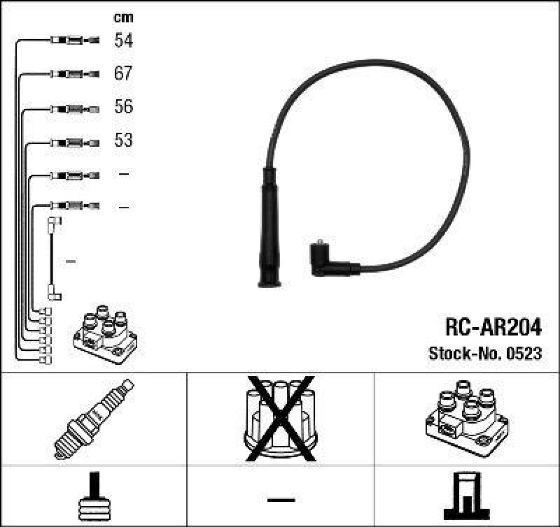 NGK 0523 Zündleitungssatz RC-AR204 |Zündkabel