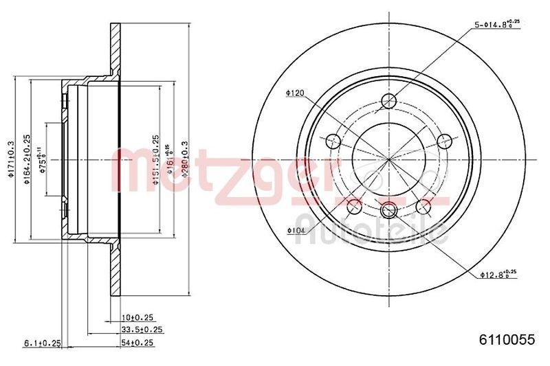 METZGER 6110055 Bremsscheibe Lack/Ks/Ms für BMW HA