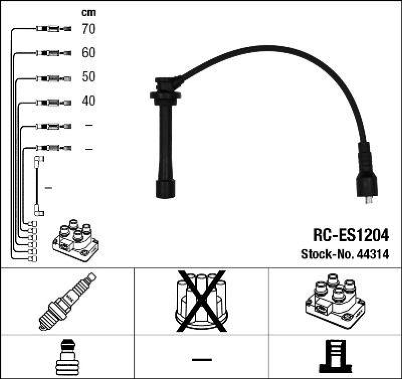 NGK 44314 Zündleitungssatz RC-ES1204 |Zündkabel