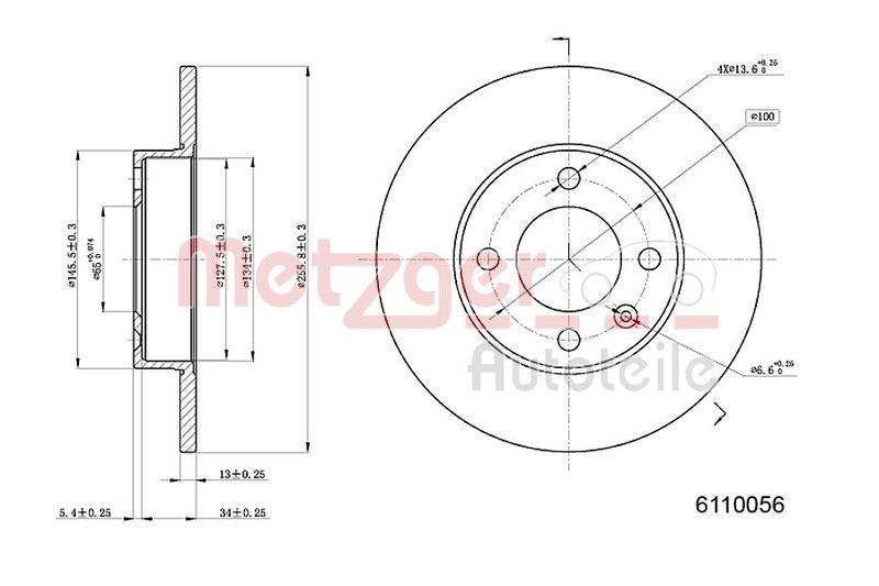 METZGER 6110056 Bremsscheibe Lack/Ks/Ms für SEAT/VW VA