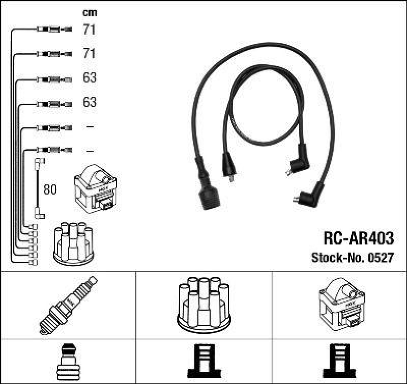 NGK 0527 Zündleitungssatz RC-AR403 |Zündkabel