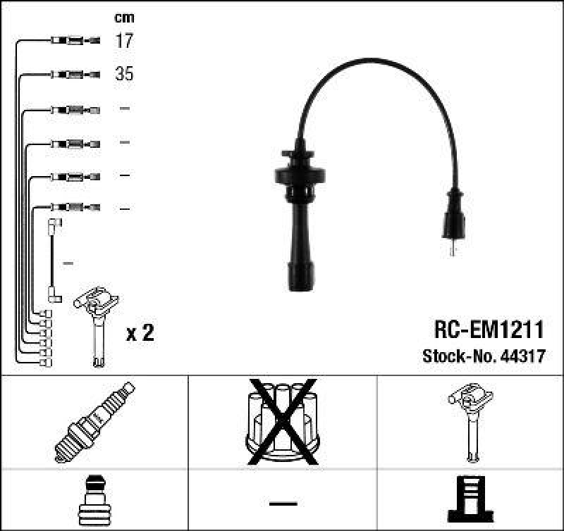 NGK 44317 Zündleitungssatz RC-EM1211 |Zündkabel