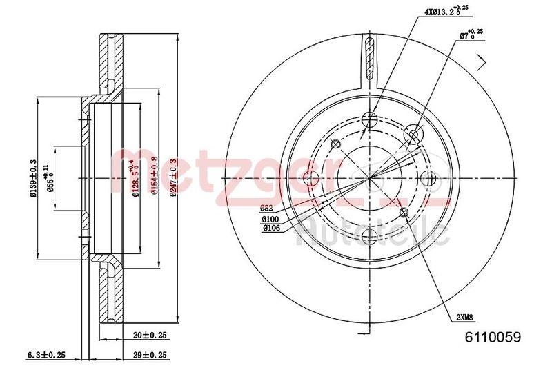 METZGER 6110059 Bremsscheibe Lack/Ks für CITROEN/PEUGEOT/TOYOTA VA