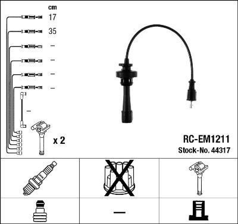 NGK 44317 Zündleitungssatz RC-EM1211 |Zündkabel