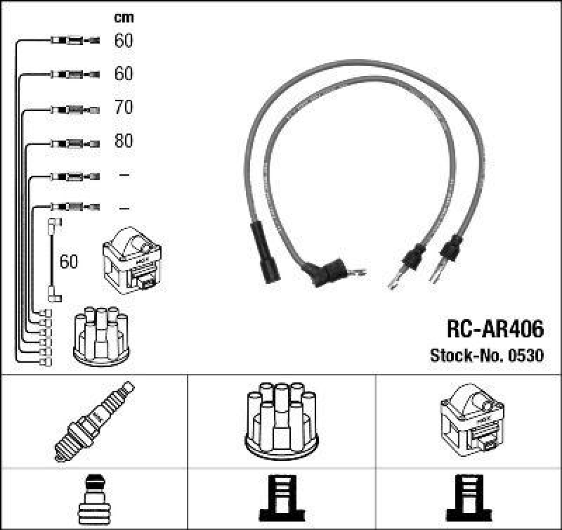 NGK 0530 Z&uuml;ndleitungssatz RC-AR406 |Z&uuml;ndkabel