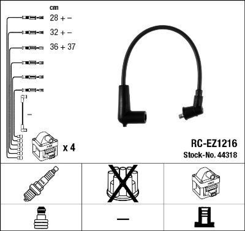 NGK 44318 Zündleitungssatz RC-EZ1216 |Zündkabel