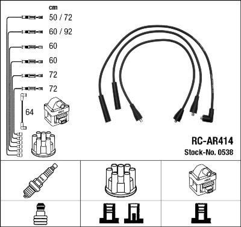 NGK 0538 Zündleitungssatz RC-AR414 |Zündkabel