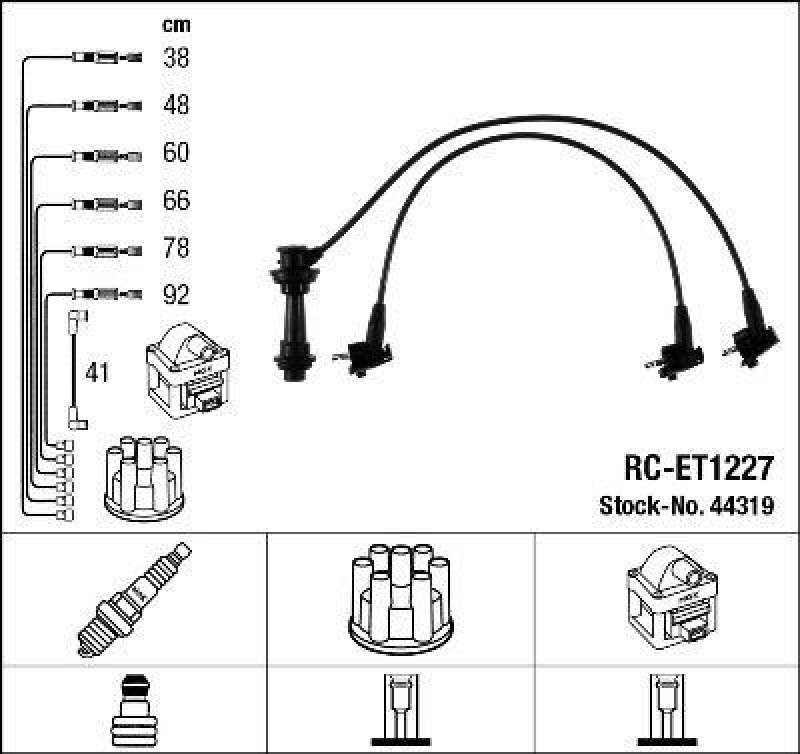 NGK 44319 Zündleitungssatz RC-ET1227 |Zündkabel