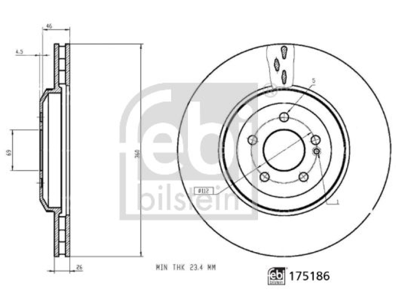 FEBI BILSTEIN 175186 Bremsscheibe für Mercedes-Benz