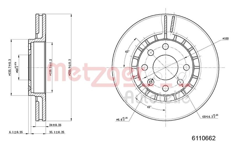 METZGER 6110062 Bremsscheibe Lack/Ks/Ms für OPEL VA