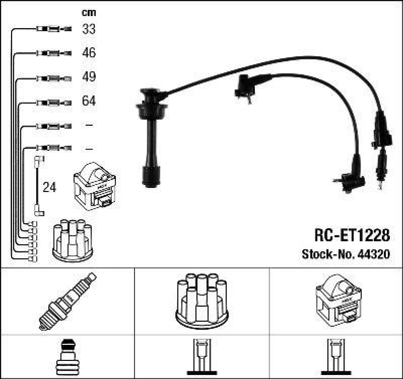 NGK 44320 Zündleitungssatz RC-ET1228 |Zündkabel