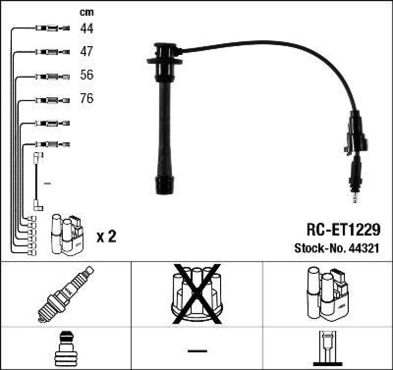 NGK 44321 Zündleitungssatz RC-ET1229 |Zündkabel