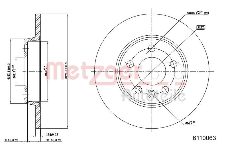 METZGER 6110063 Bremsscheibe Lack/Ks für VW HA