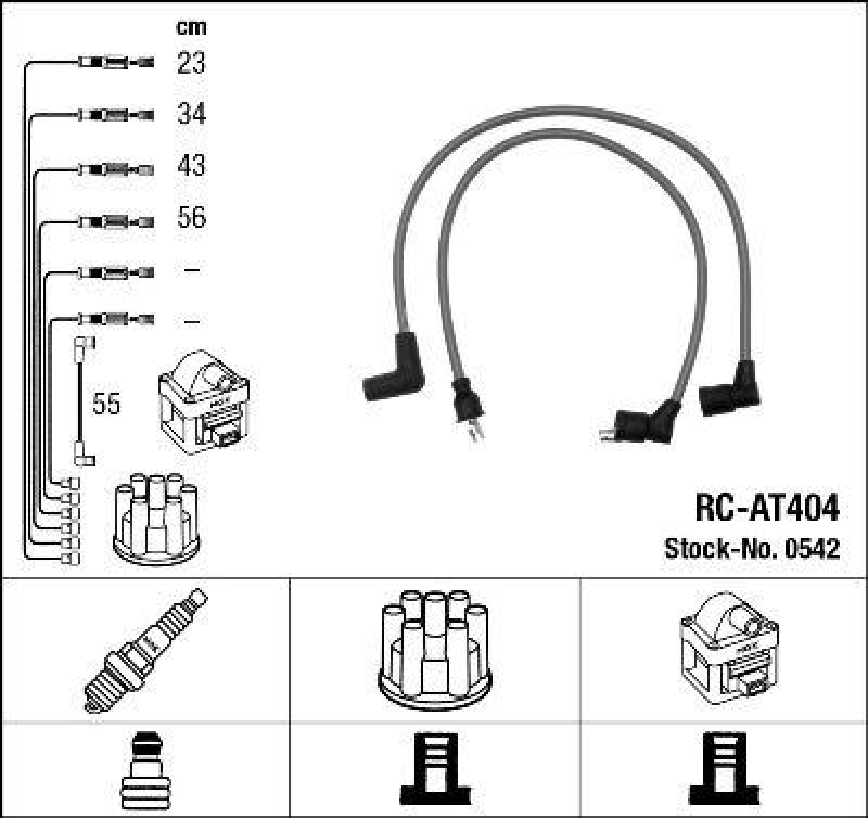 NGK 0542 Zündleitungssatz RC-AT404 |Zündkabel