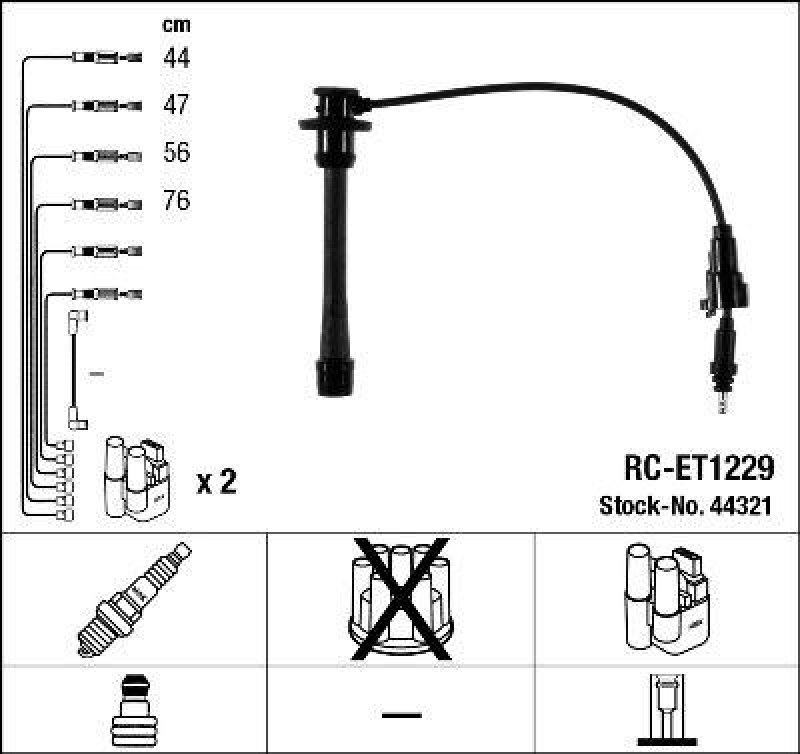 NGK 44321 Zündleitungssatz RC-ET1229 |Zündkabel