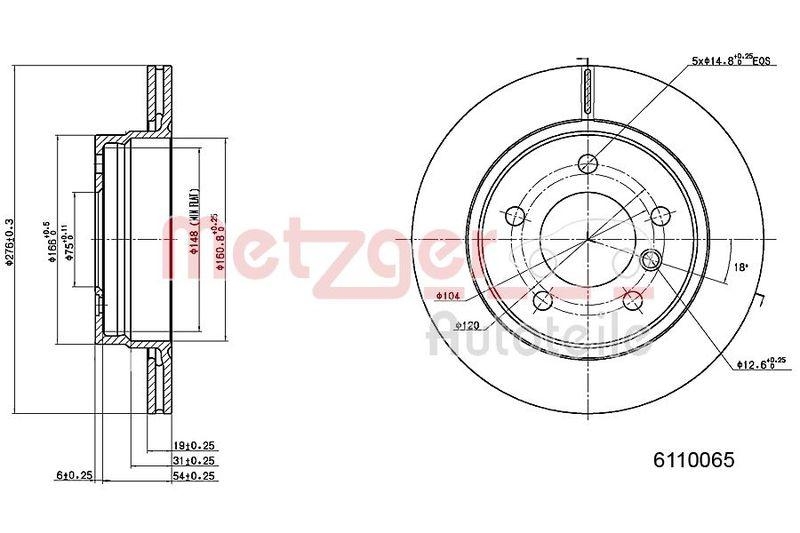 METZGER 6110065 Bremsscheibe Lack/Ks/Ms für BMW HA