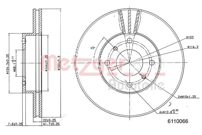 METZGER 6110066 Bremsscheibe Lack/Ks für NISSAN VA