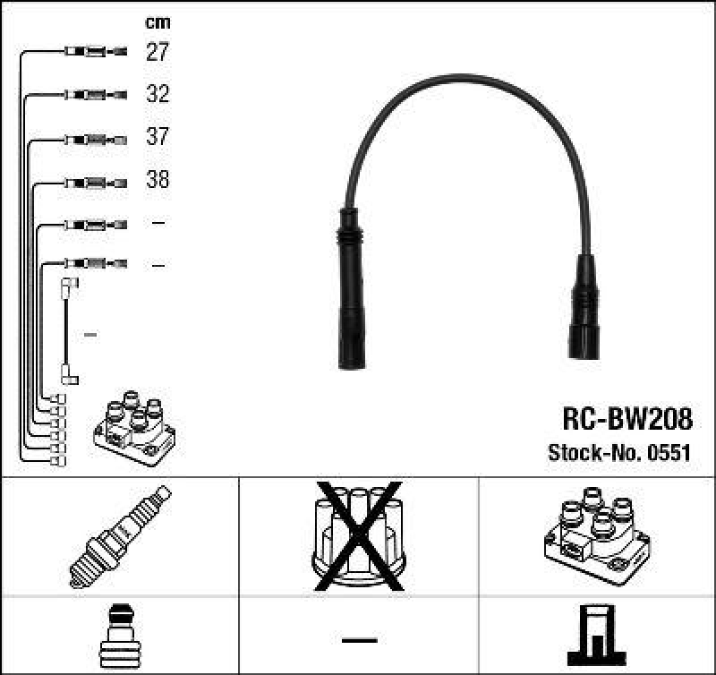 NGK 0551 Zündleitungssatz RC-BW208 |Zündkabel