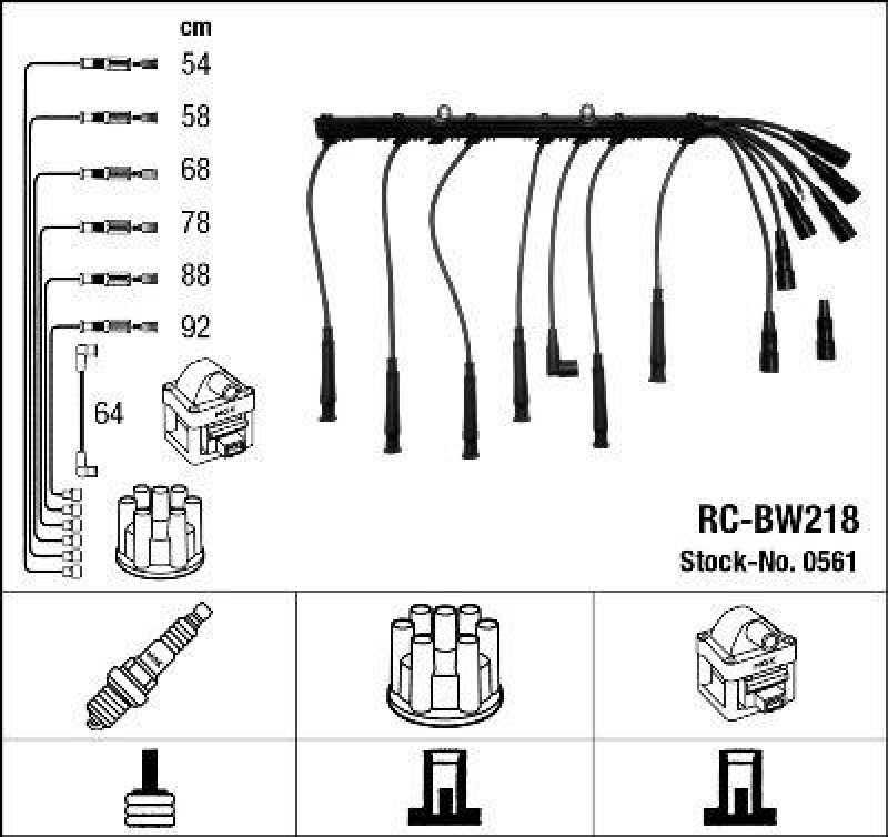 NGK 0561 Zündleitungssatz RC-BW218 |Zündkabel