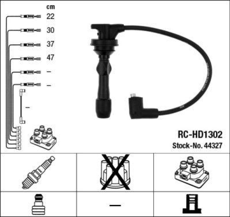 NGK 44327 Zündleitungssatz RC-HD1302 |Zündkabel