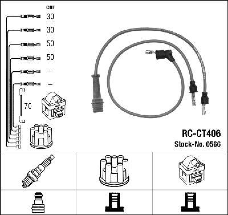 NGK 0566 Zündleitungssatz RC-CT406 |Zündkabel