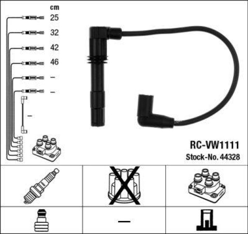 NGK 44328 Zündleitungssatz RC-VW1111 |Zündkabel