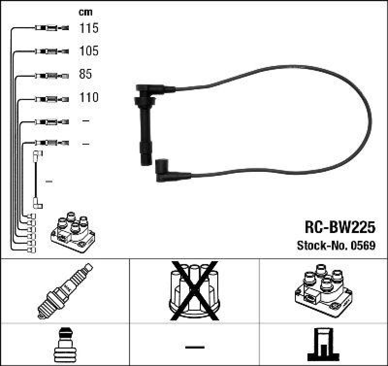 NGK 0569 Zündleitungssatz RC-BW225 |Zündkabel