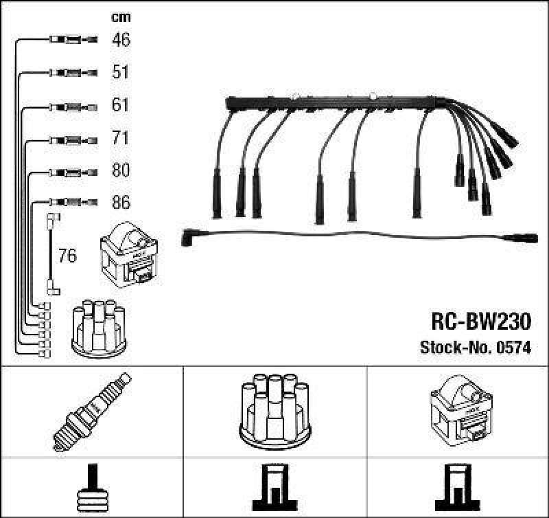 NGK 0574 Zündleitungssatz RC-BW230 |Zündkabel