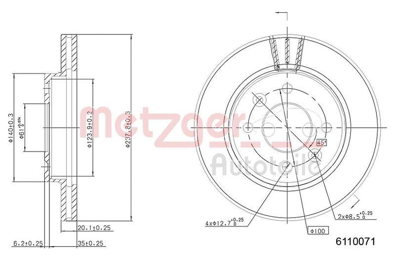 METZGER 6110071 Bremsscheibe Lack/Ks/Ms für RENAULT VA