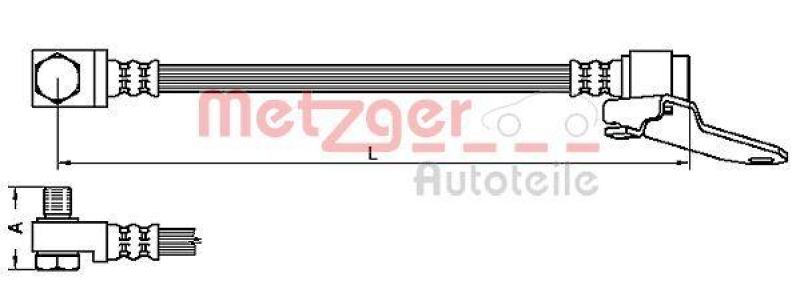 METZGER 4112545 Bremsschlauch f&uuml;r FORD VA rechts