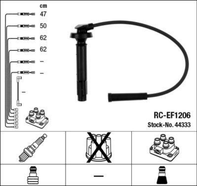 NGK 44333 Zündleitungssatz RC-EF1206 |Zündkabel