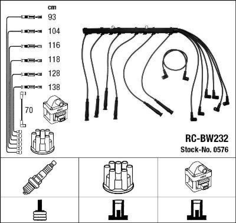 NGK 0576 Zündleitungssatz RC-BW232 |Zündkabel