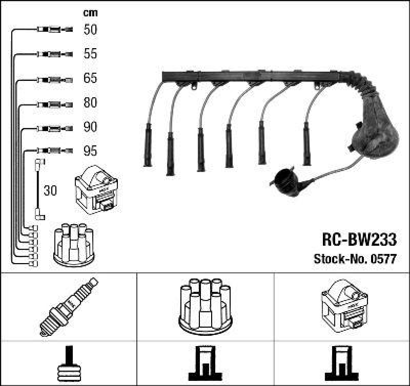 NGK 0577 Zündleitungssatz RC-BW233 |Zündkabel