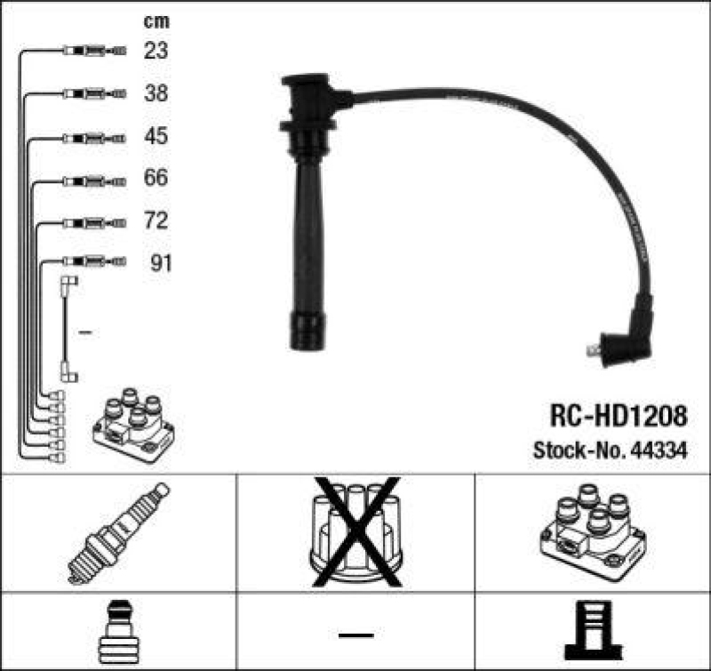 NGK 44334 Zündleitungssatz RC-HD1208 |Zündkabel