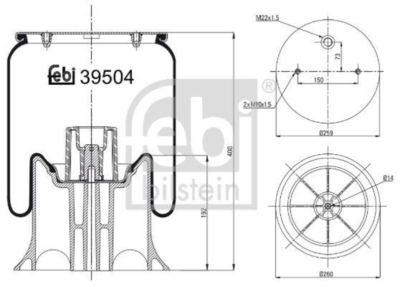 FEBI BILSTEIN 39504 Luftfederbalg mit Kunststoffkolben für Schmitz Cargobull