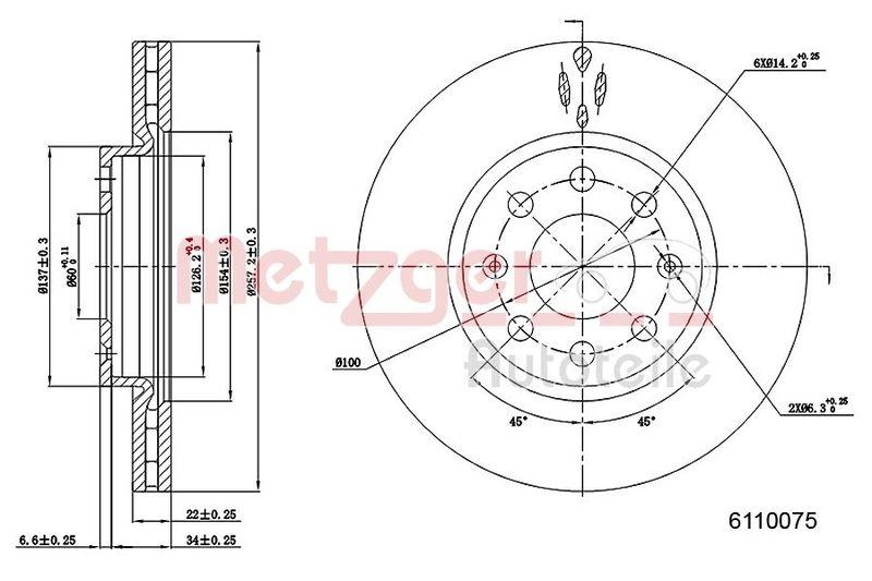 METZGER 6110075 Bremsscheibe Lack/Ks/Ms für FIAT/OPEL VA