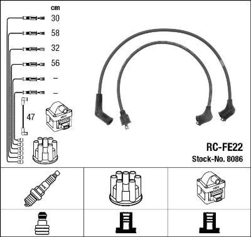 NGK 8086 Zündleitungssatz RC-FE22 |Zündkabel