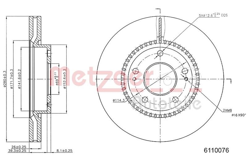 METZGER 6110076 Bremsscheibe Lack/Ks für HYUNDAI/KIA VA