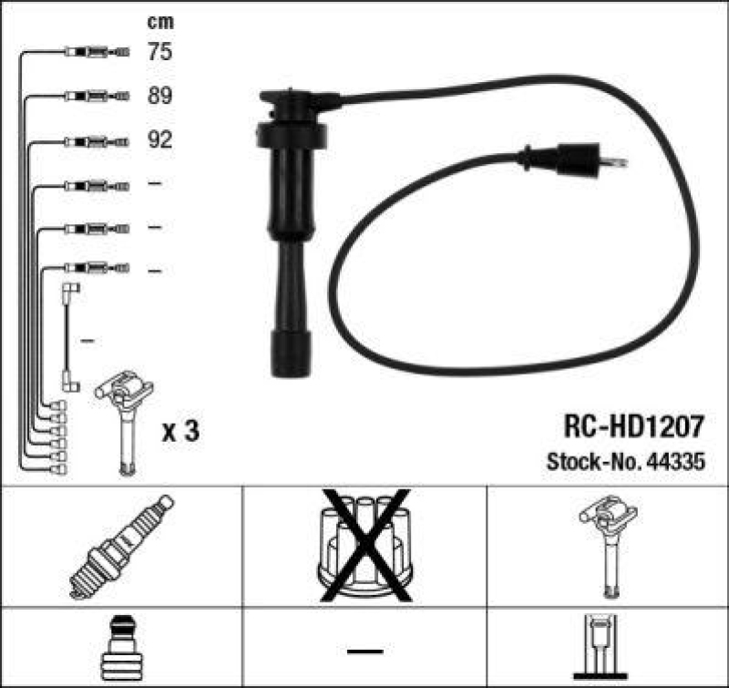 NGK 44335 Zündleitungssatz RC-HD1207 |Zündkabel